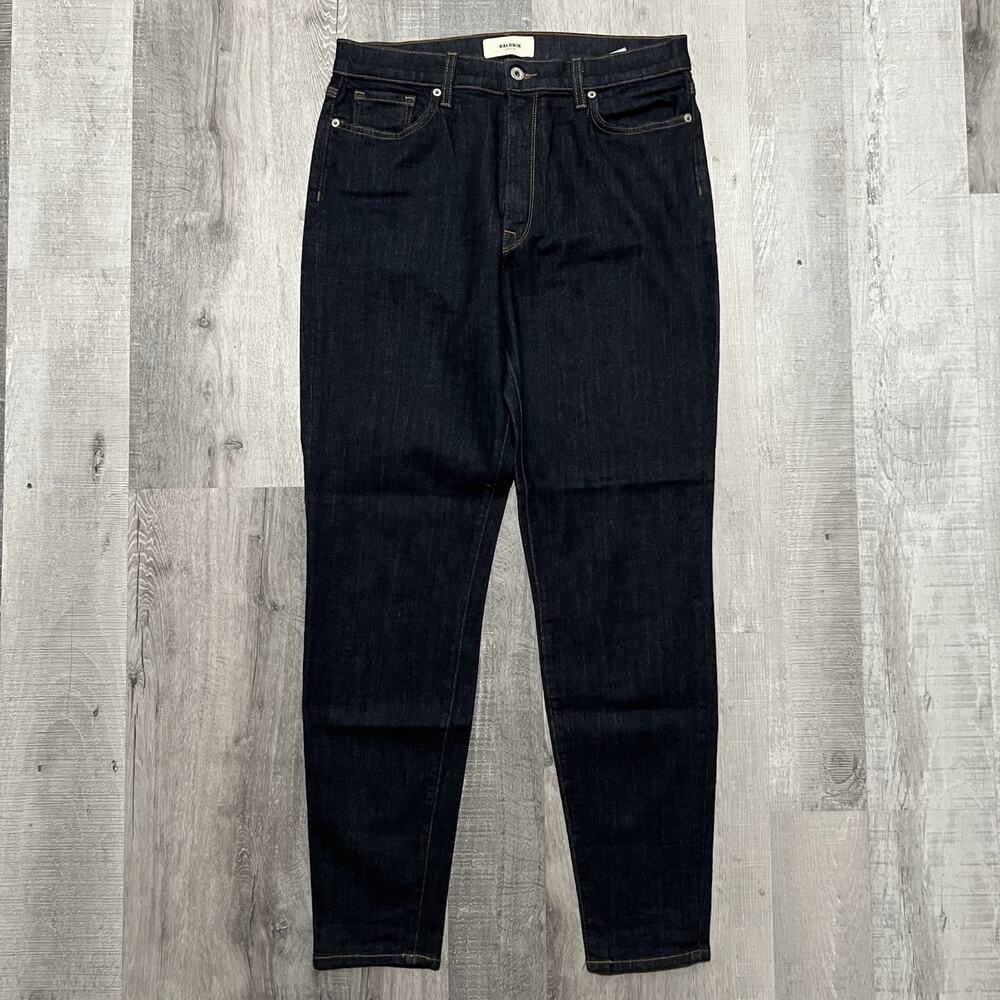 Baldwin Denim Dark Wash Selvedge Jeans Fit 32 Raw Indigo Slim Fit High Rise USA